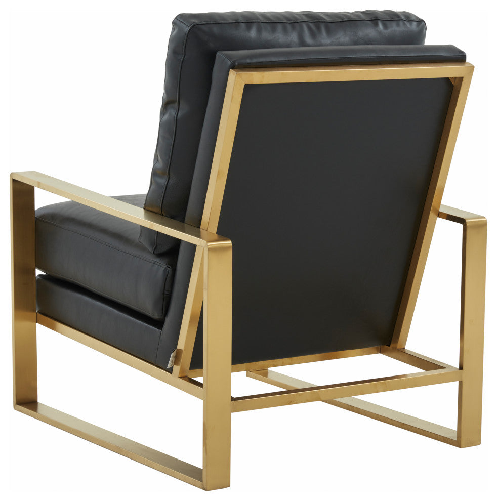 LeisureMod Jefferson 3-Piece Set With 2 Arm Chairs and Coffee Table, Black