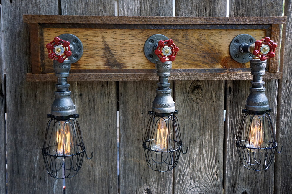 Early Country Vanity 3-Light W/Wire Cages