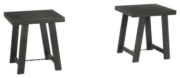 Benzara BM190128 Plank Style Wood Table Set with Canted Legs, Set of 3, Black