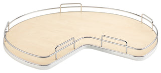 Solid Surface Kidney Lazy Susan, Corner Base With Swivel, Natural, 32Wx32Dx3.88H