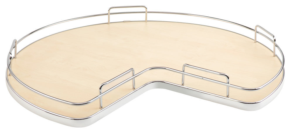 Solid Surface Kidney Lazy Susan, Corner Base With Swivel, Natural, 32Wx32Dx3.88H