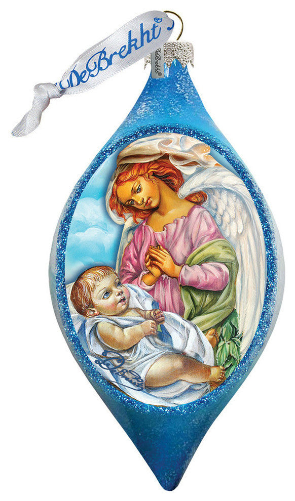 Hand Painted Angelic Touch Glass Ornament Drop