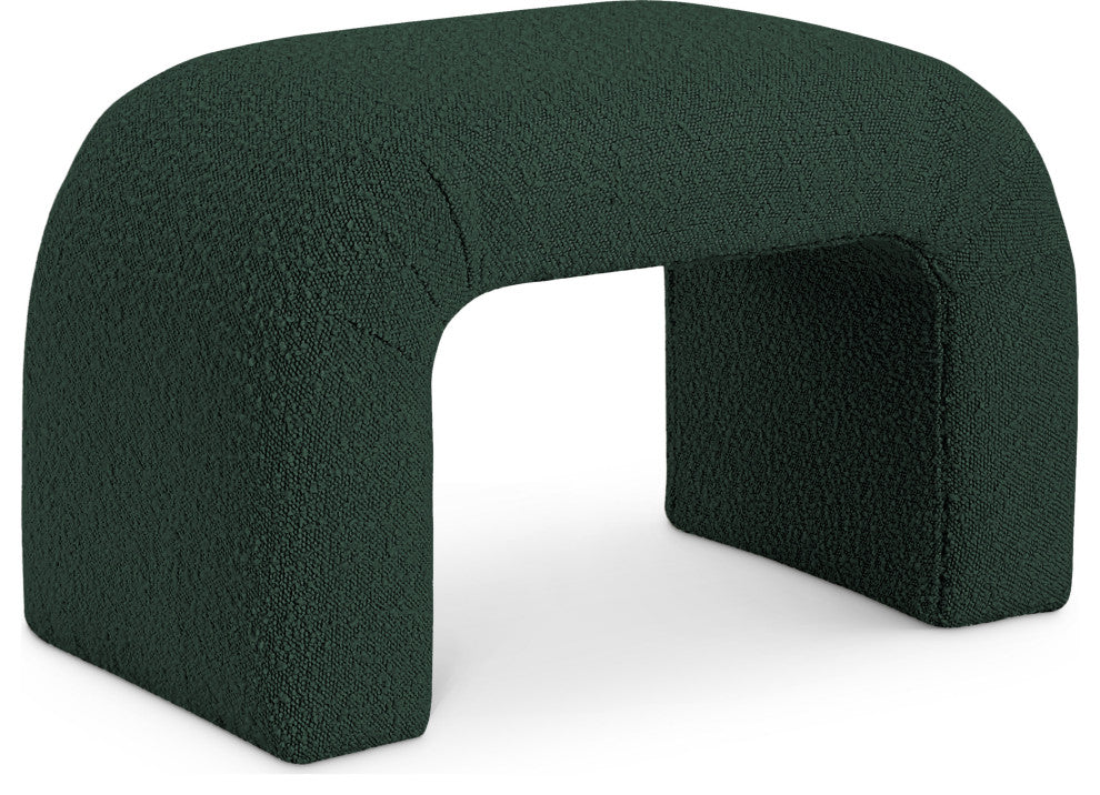 Niagara Boucle Fabric Upholstered Bench, Green, 28" Wide