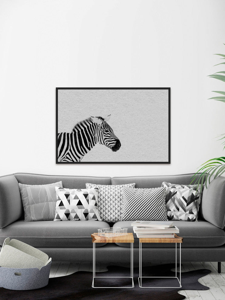 "Black and White Stripes" Floater Framed Painting Print on Canvas, 24"x16"