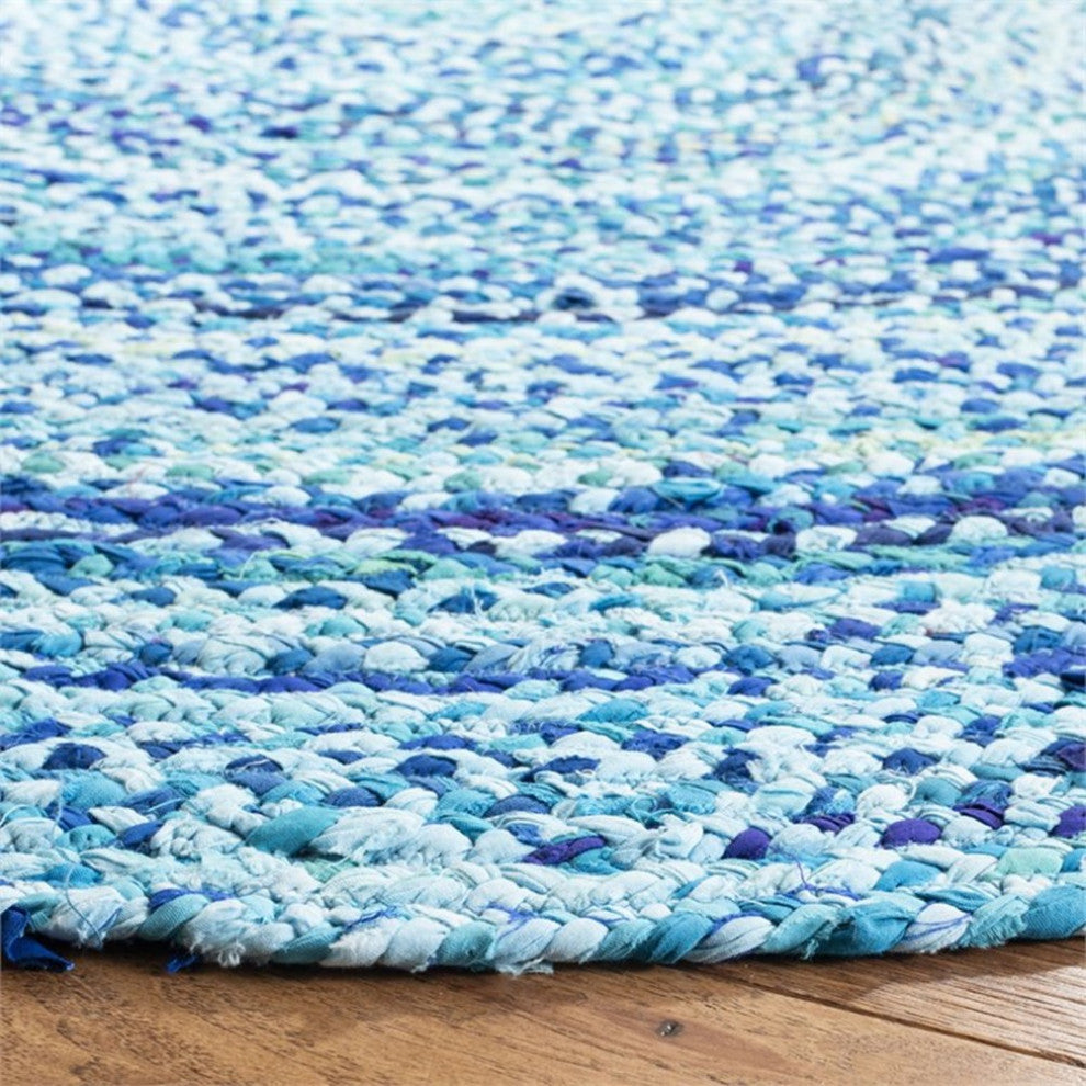 Safavieh Braided 6' Round Hand Woven Rug in Turquoise
