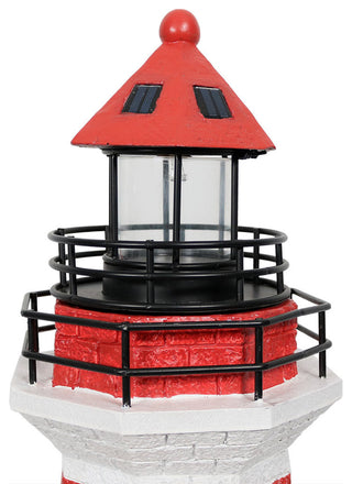 Sunnydaze Patio Solar Striped LED Lighthouse, 36", Red Stripe