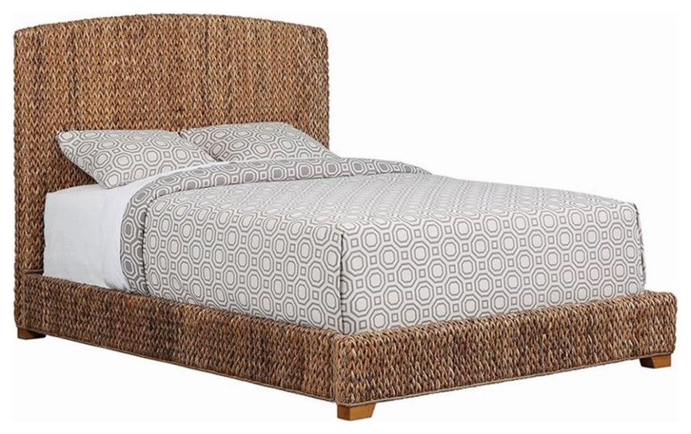 Bowery Hill Banana Leaf California King Panel Bed in Amber and Honey