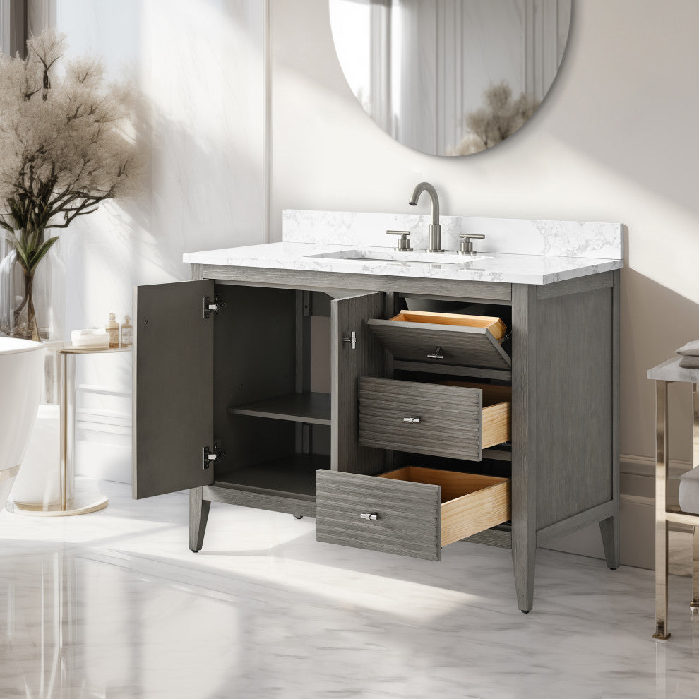 Vanity Art Freestanding Vanity, Driftwood Gray, 42", Single Sink, Brushed Nickel