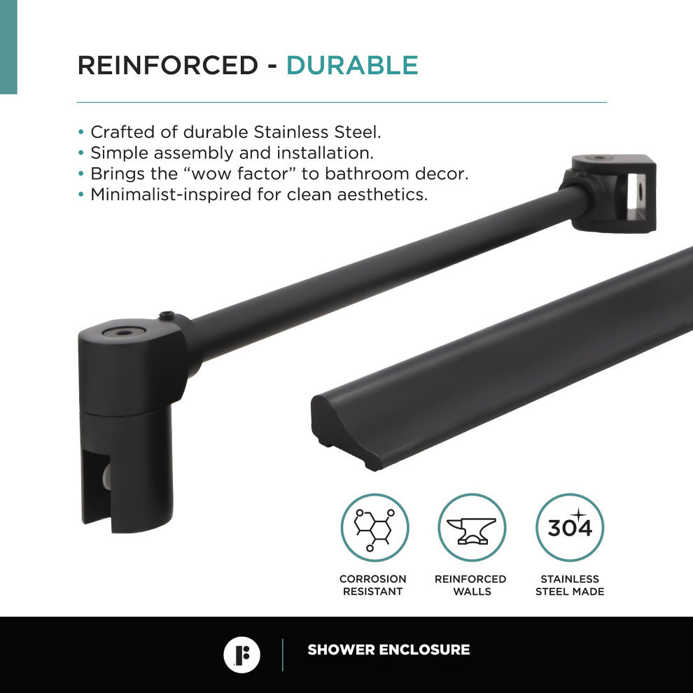 Shower Enclosure Neo Angle Frameless Tempered Glass, Black, 40" X 40"