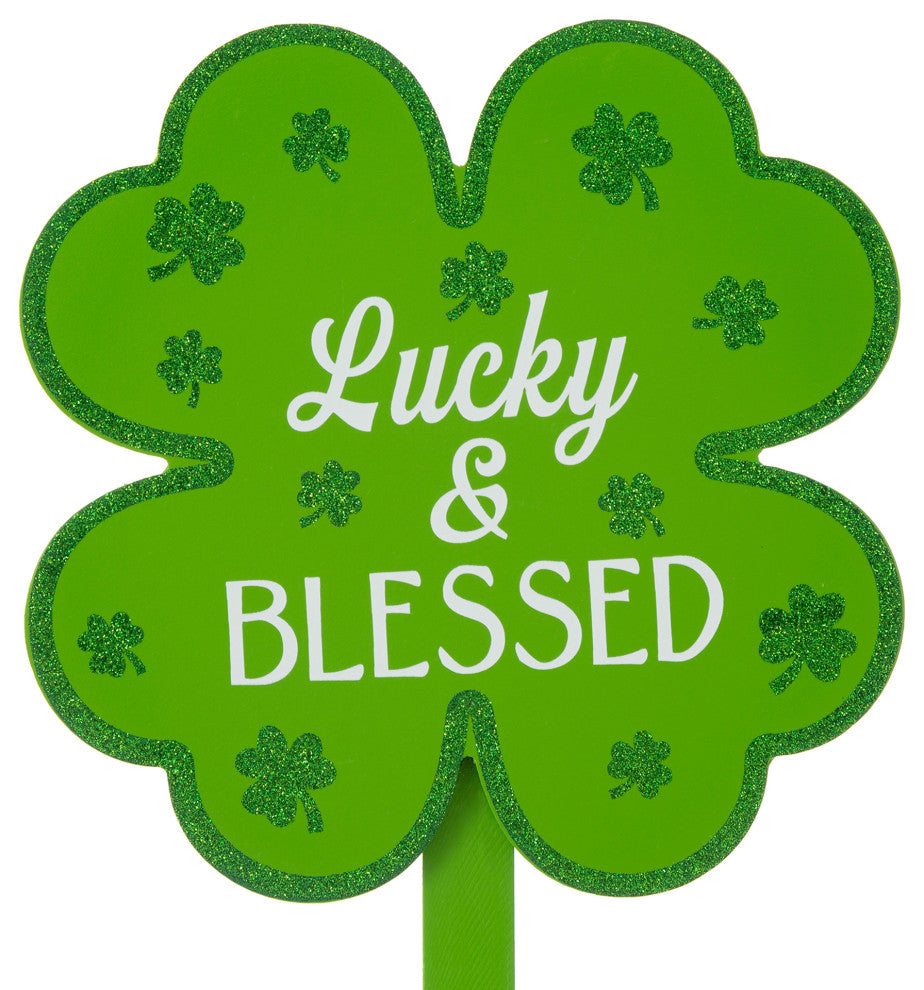 15" Wooden St. Patrick's Shamrocks Yard Stake, 3-Piece Set