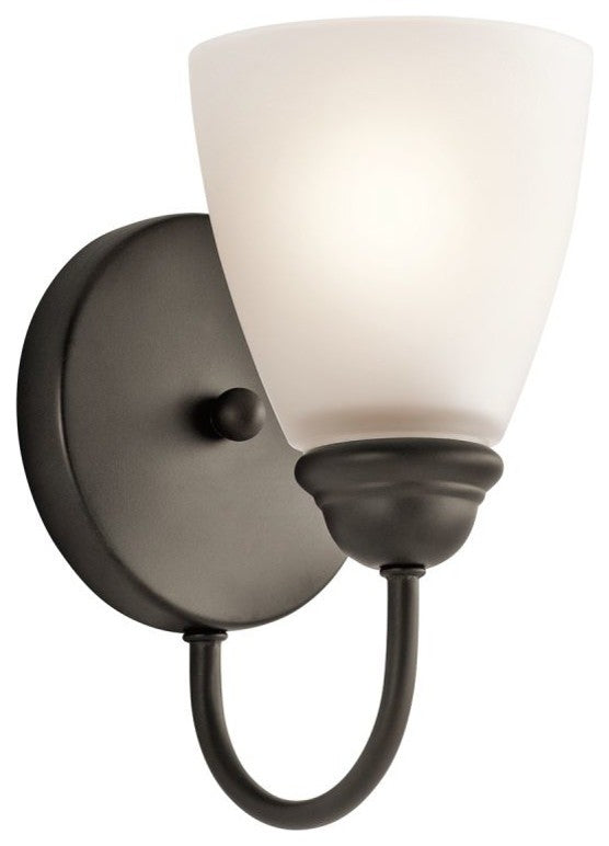 Transitional Jolie Wall Bracket, Olde Bronze With Satin Etched Glass