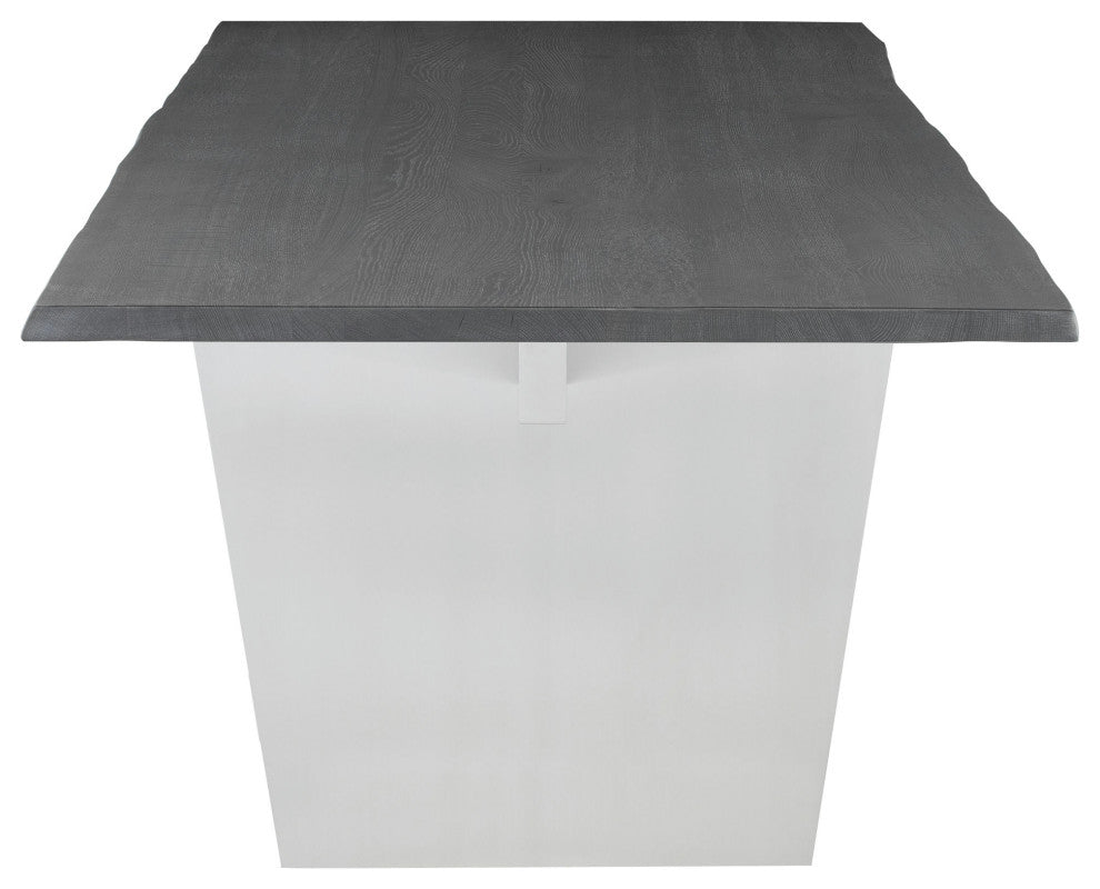 Aiden 78-inch Rectangular Dining Table Brushed Stainless Oxidized Grey Oak Top