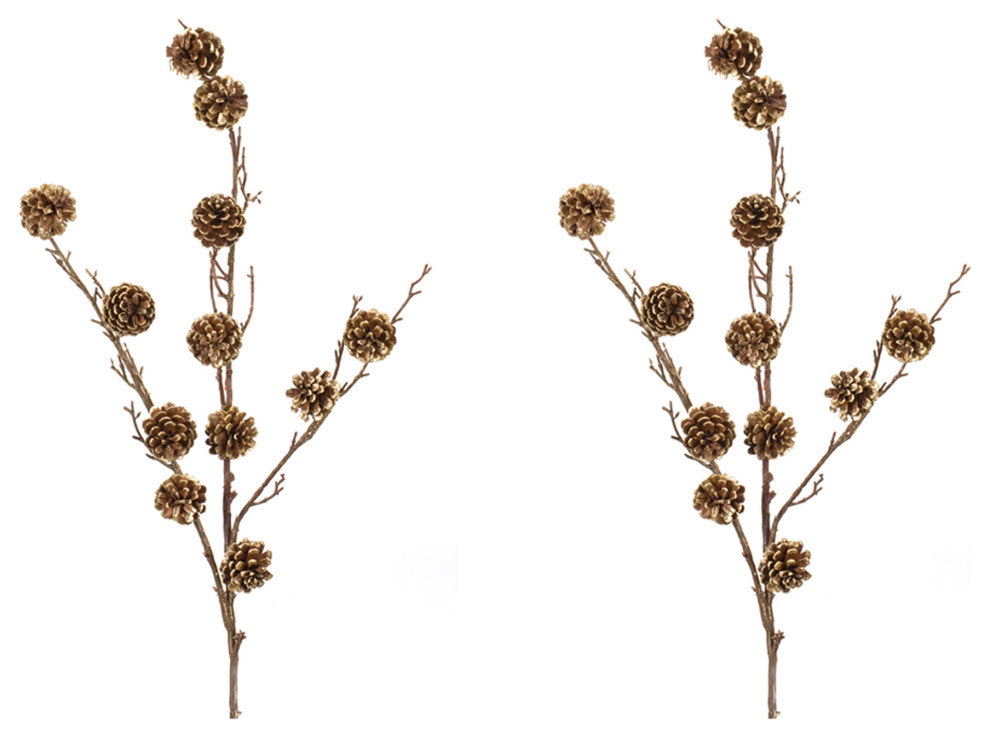 Pine Cone Twig Spray, Set of 2