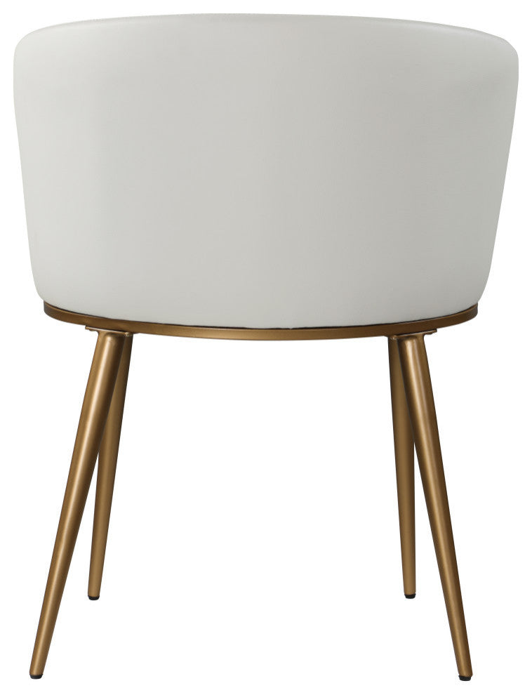 Skylar Dining Chair, Set of 2, White Faux Leather, Brushed Gold Iron Legs
