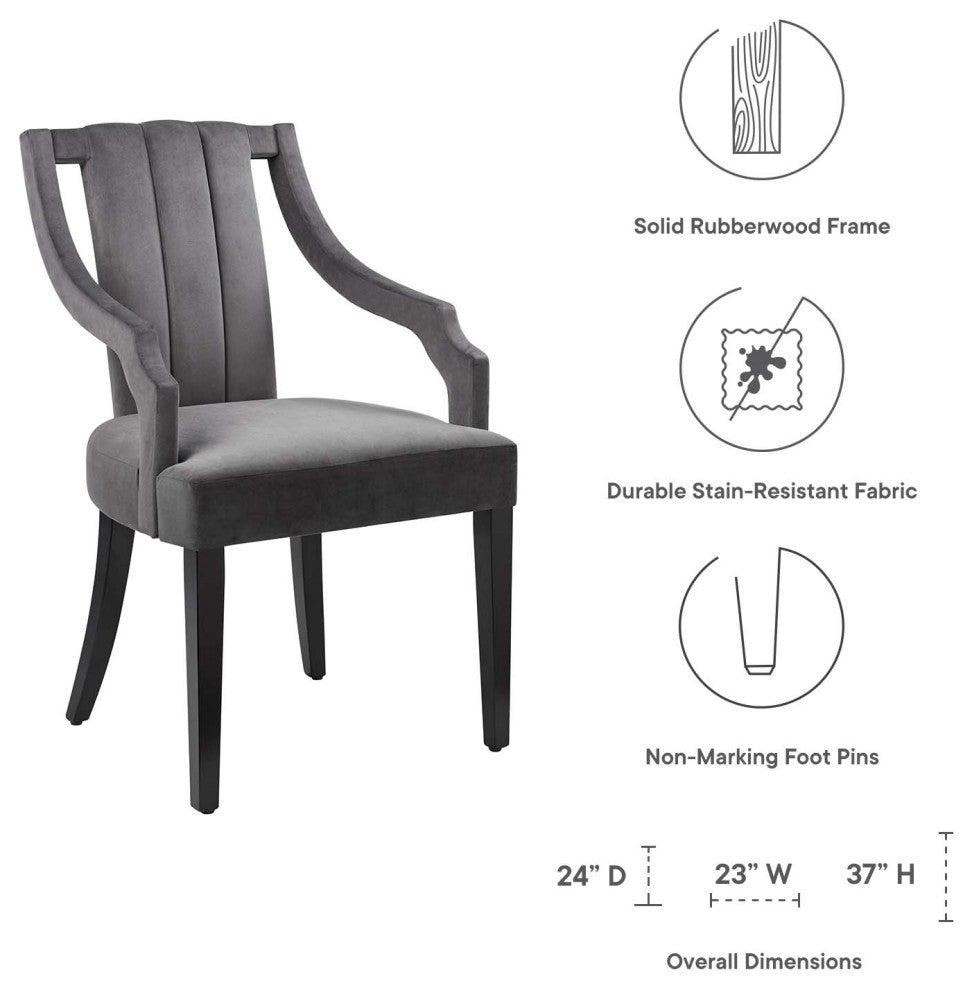 Virtue Performance Velvet Dining Chairs, Set of 2, Gray