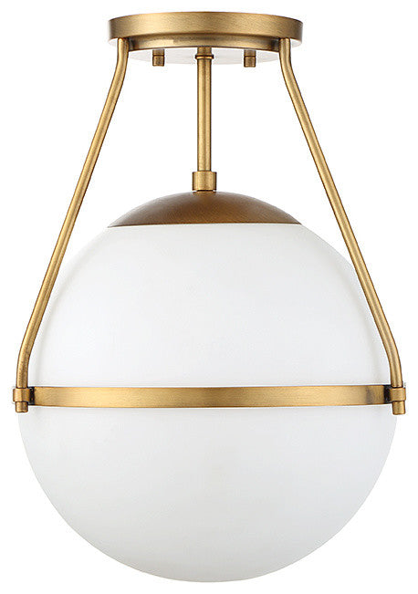 1-Light Semi-Flush Mount, Natural Brass