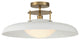 Gavin One Light Semi-Flush Mount, White With Warm Brass