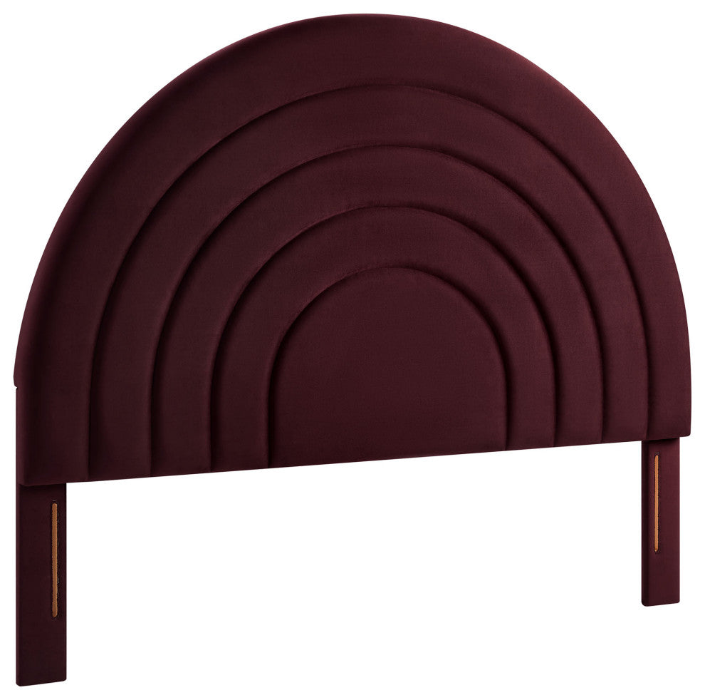 Solana Arched Performance Velvet Full Headboard, Mulberry