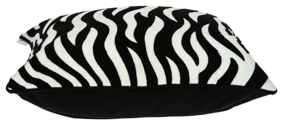20" X 7" X 20" Transitional Black And White Zebra Pillow Cover With Poly Insert