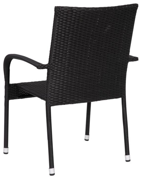 Maxim Set of 4 Stackable Indoor/Outdoor Wicker Dining Chairs with Steel Frames,