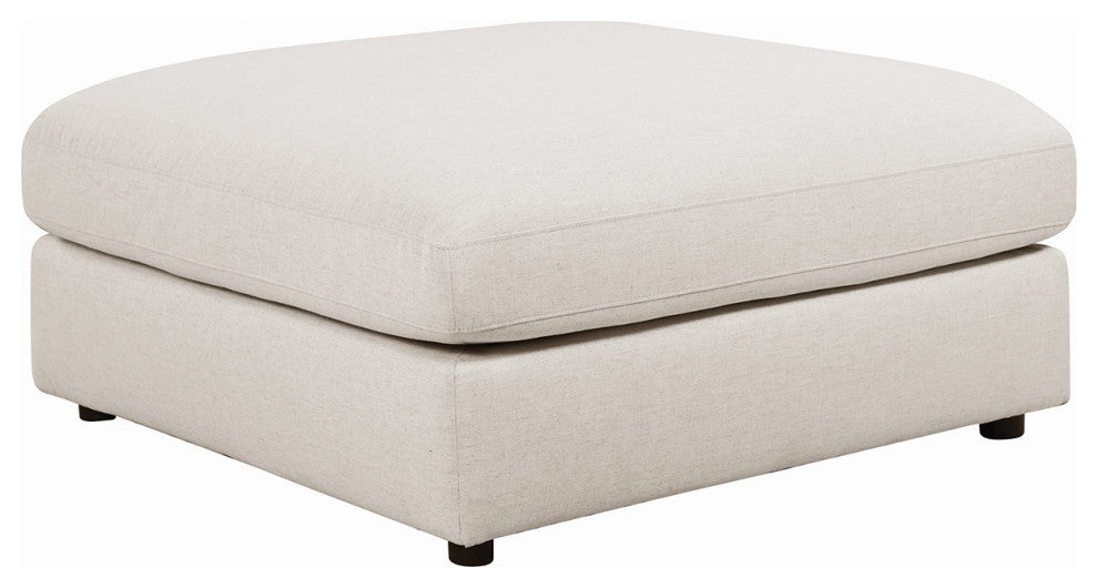 Upholstered Rectangular Ottoman, Beige