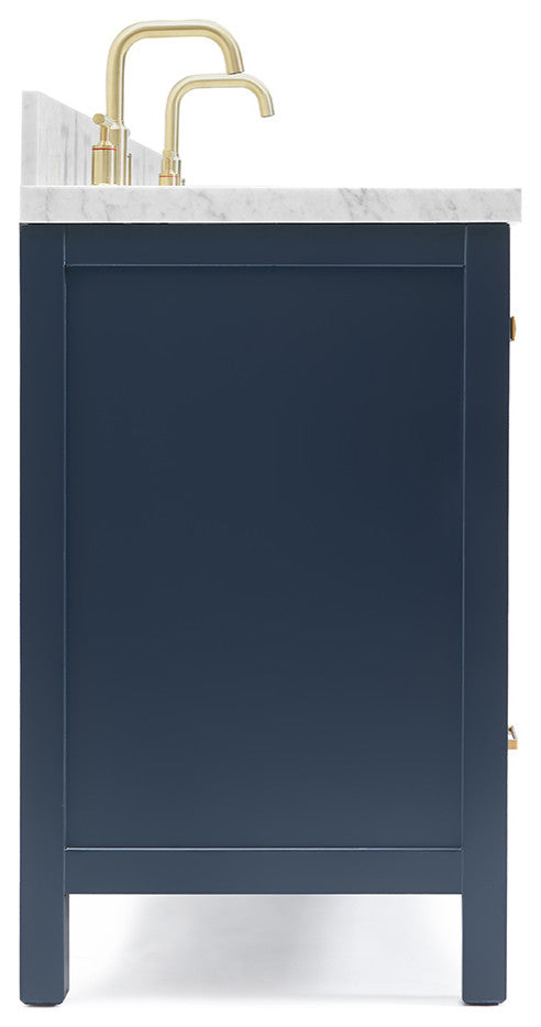 ARIEL Cambridge 61" Rectangle Sink Midnight Blue Vanity Carrara Top, No Mirror