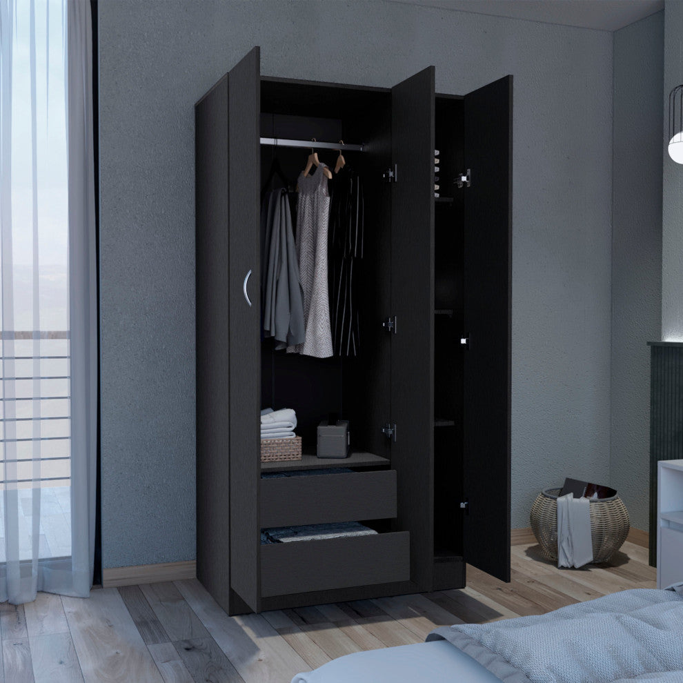 DEPOT E-SHOP Westbury Wardrobe Armoire with 3 Doors, 2 Drawers, 4-Tier Shelves
