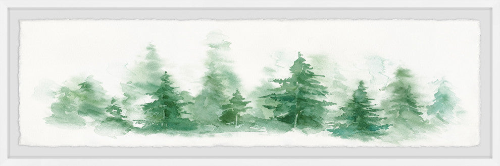 "Hazy Pine Forest" Framed Painting Print, 30x10