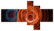 Brown Abstract Fractal Circles, Abstract Canvas Art Print, 60"x32", 5 panels