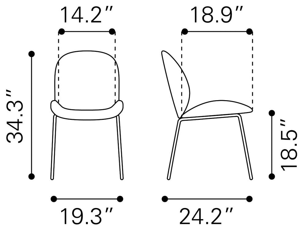 Dining Chair, Set of 2, Steel Metal, Fabric, Gray, Black, Cafe Bistro