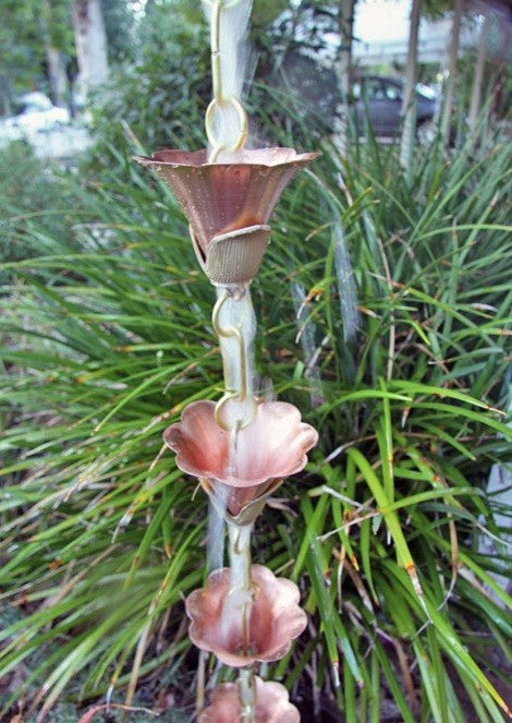 Kanji Cups Rain Chain With Installation Kit, 8'