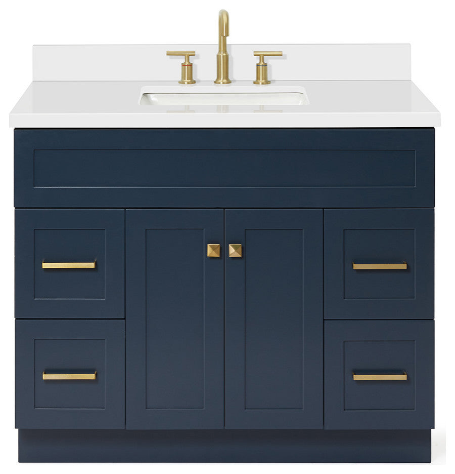 Ariel Hamlet 43" Rectangle Sink Bath Vanity, 1.5" White Quartz