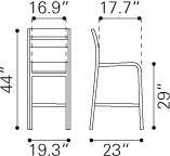 Zuo Modern Megapolis Bar Armless Chair, Set of 2