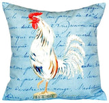 White Rooster Script No Cord Pillow - Set of Two 18x18