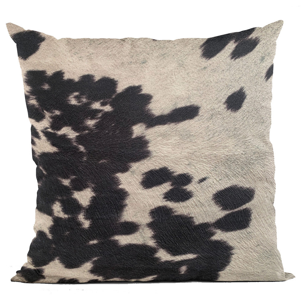 Plutus Black Cowhide Animal Luxury Throw Pillow, 20"x26"
