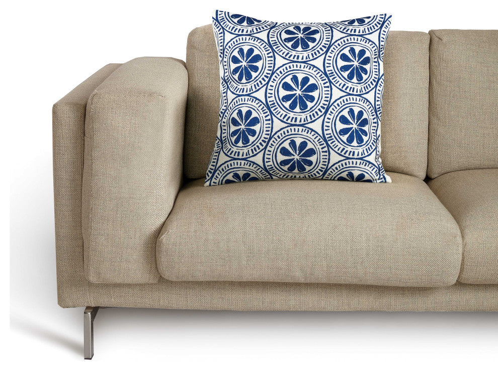 Navy Medallion Digital Printed Pillow