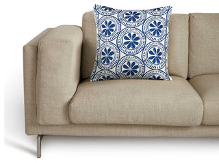 Navy Medallion Digital Printed Pillow