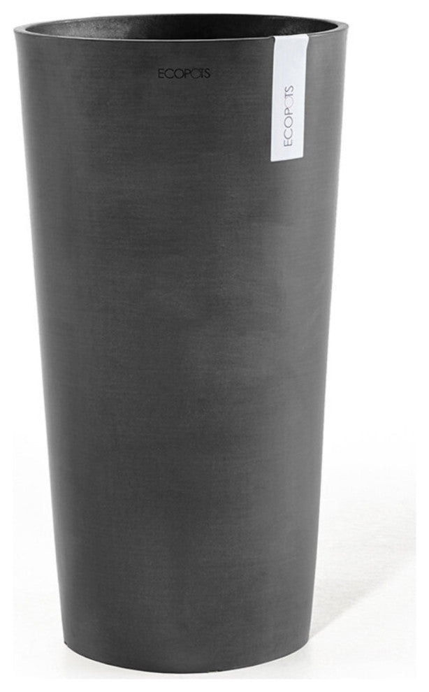 Ecopots Amsterdam Mid High Round Flower Planter, Dark Grey, 26"