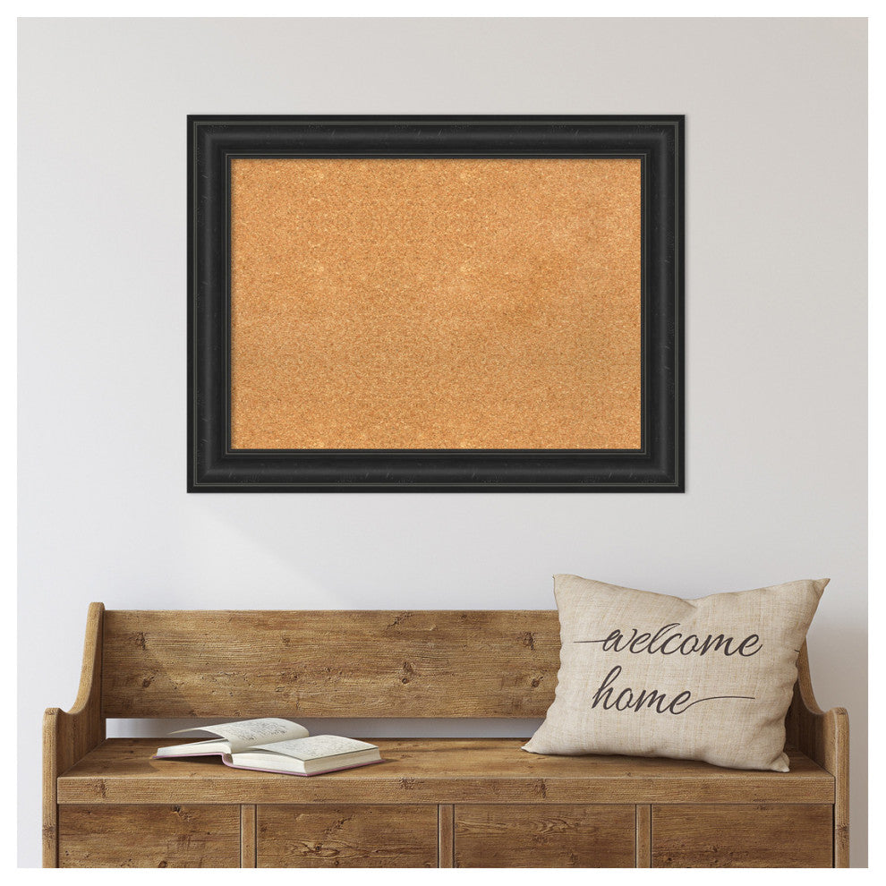 Framed Natural Cork Board, 33x25, Shipwreck Black Framed Organization Boards