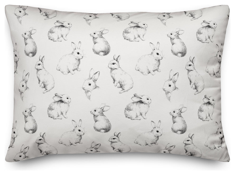 Sketch Bunny Pattern 14x20 Lumbar Pillow
