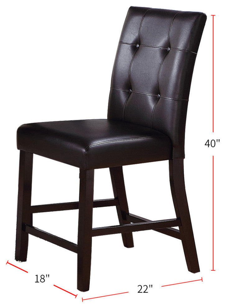 Upholstered Counter Height Chairs in Espresso Finish, Set of 2