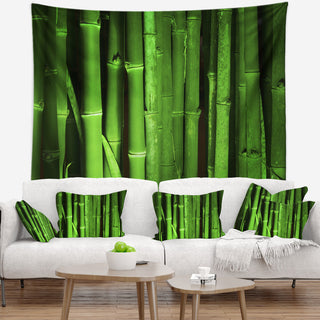 Green Bamboo Forest Floral Wall Tapestry, 92"x78"