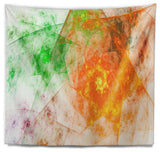 Green Yellow Rotating Polyhedron Abstract Wall Tapestry, 80"x68"