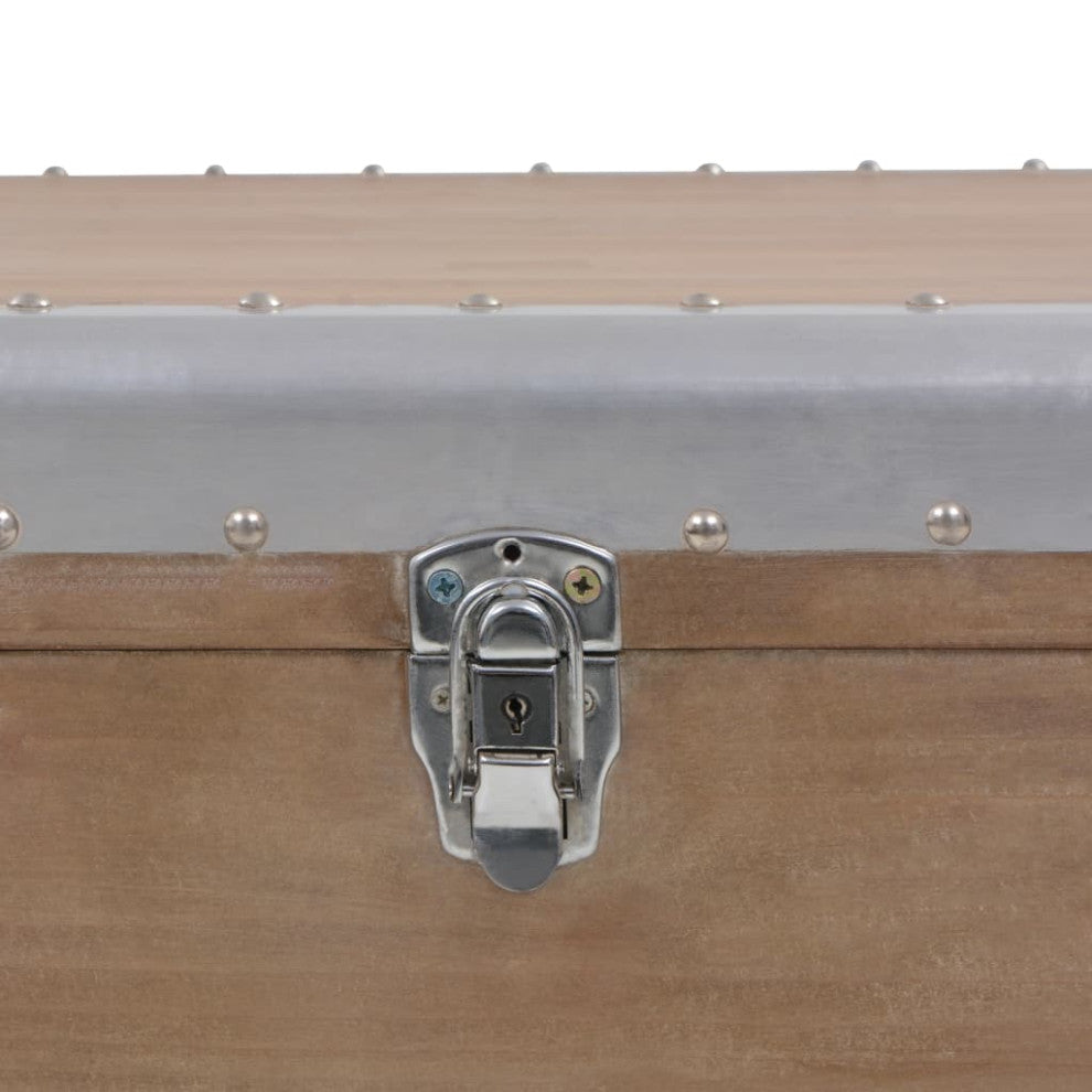 vidaXL Storage Cabinet Tool Chest with Locking System Storage Trunk Solid Wood