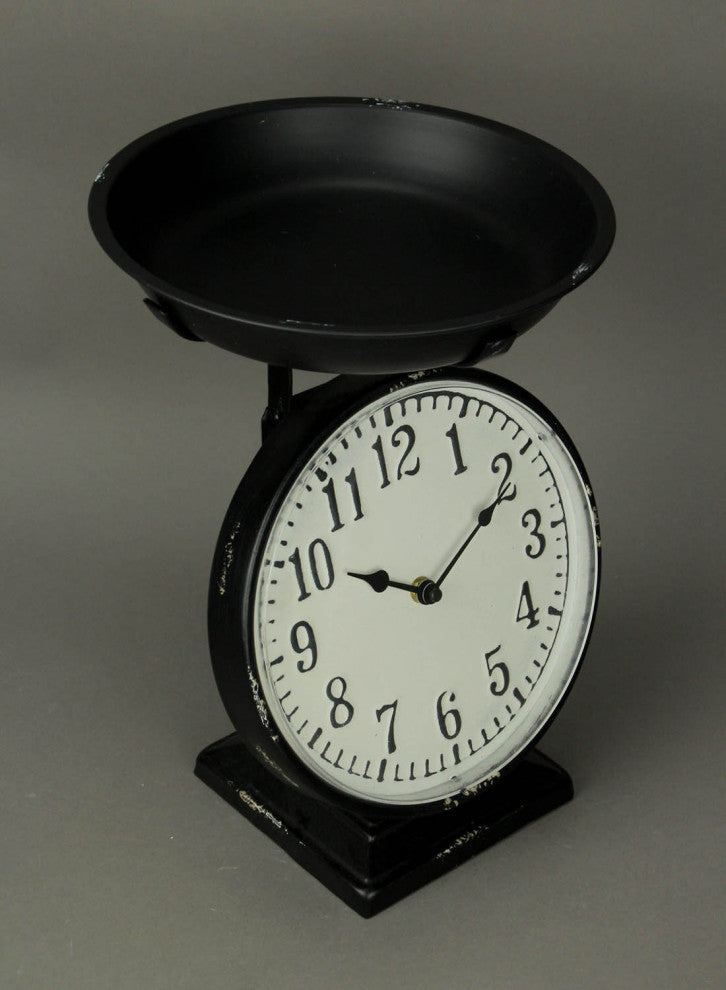 Black Metal Vintage Farmhouse Weight Scale Table Clock