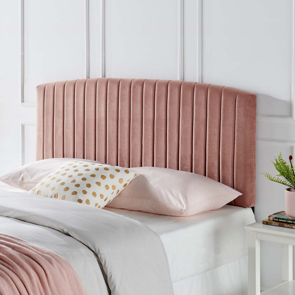 Headboard, King Size, Velvet, Pink, Modern Contemporary, Bedroom Master Suite