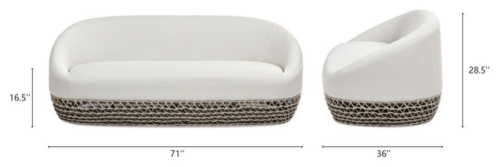 Willow 4-Piece Outdoor Patio Conversation Set, Wheat Beige Axroma Olefin