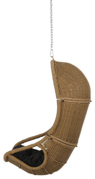 Berrien Outdoor/Indoor Wicker Hanging Chair with 8 Foot Chain (NO STAND), Light Brown/Dark Gray