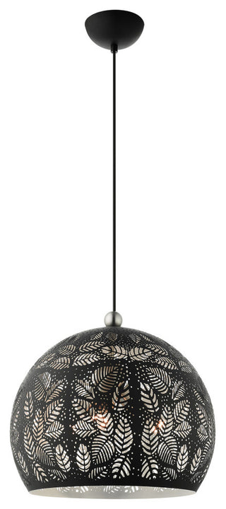 Livex Lighting Chantilly 3 Light Black, Brushed Nickel Accents Medium Pendant