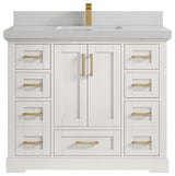 Boston 42" Single Sink Bath Vanity in Alabaster 2" Carrara Quartz